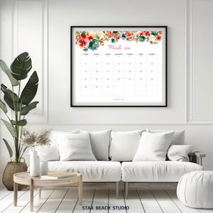 2026 Kalender DRUCKBAR, bearbeitbares PDF, 12-monatiger digitaler Blumenplaner, Wand-Tischkalender, Sun Start, Letter - A4-Größe, Goodnotes Bild 14