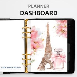 Perfume & Paris Floral Glamour Planner Tableau de bord imprimable, lettre - A5 - demi-lettre - Happy Planner-Personnel - tailles A4 Agenda, goodnotes