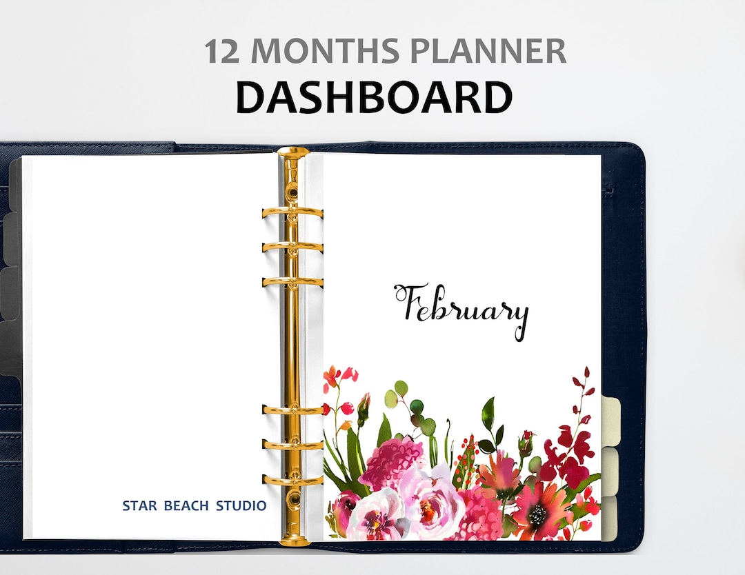 12 Monthly Floral Planner Dashboard Printable, Planner Inserts, US ...