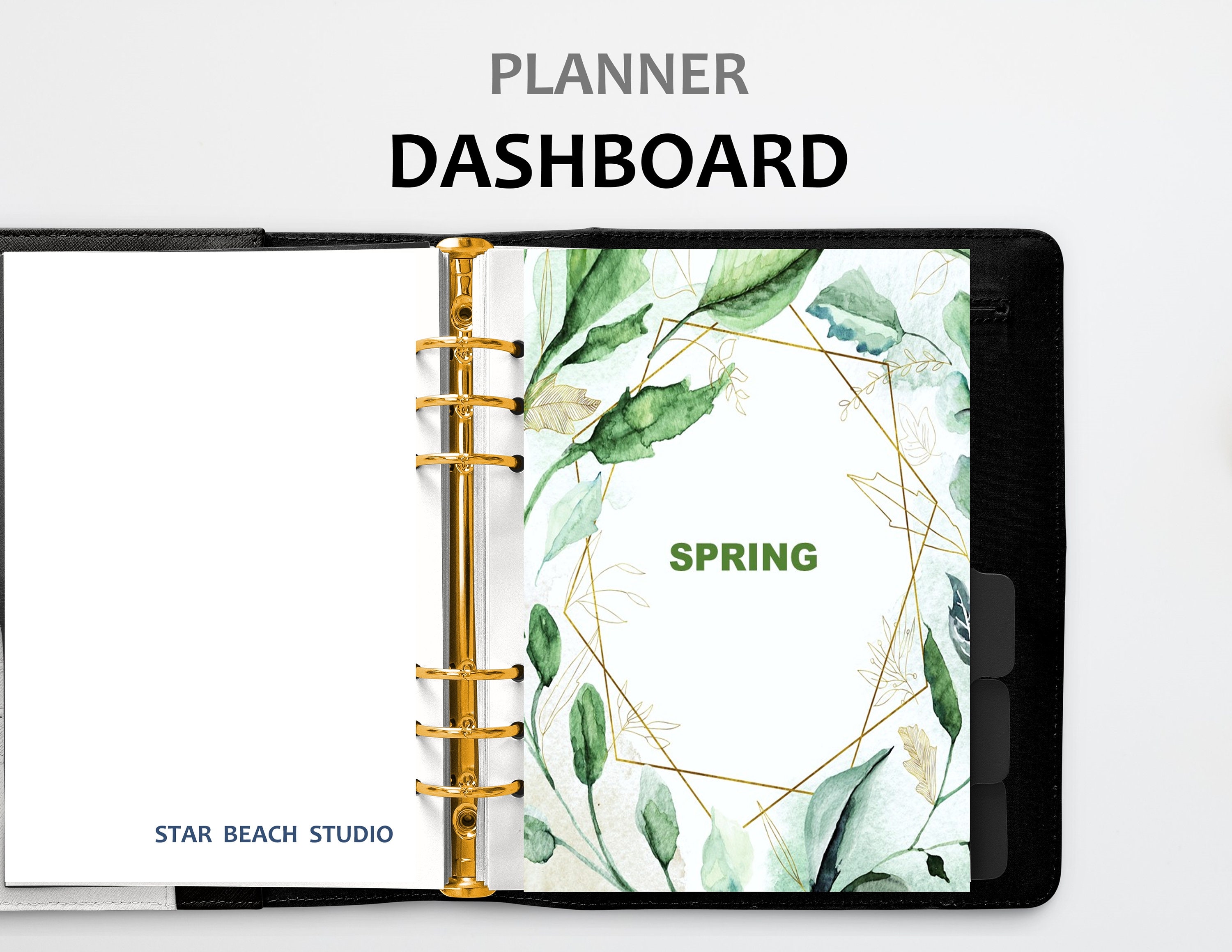 Spring Notebook Planner Green Leaves Spring Planner Printables, Botanical Printable Dashboard ...