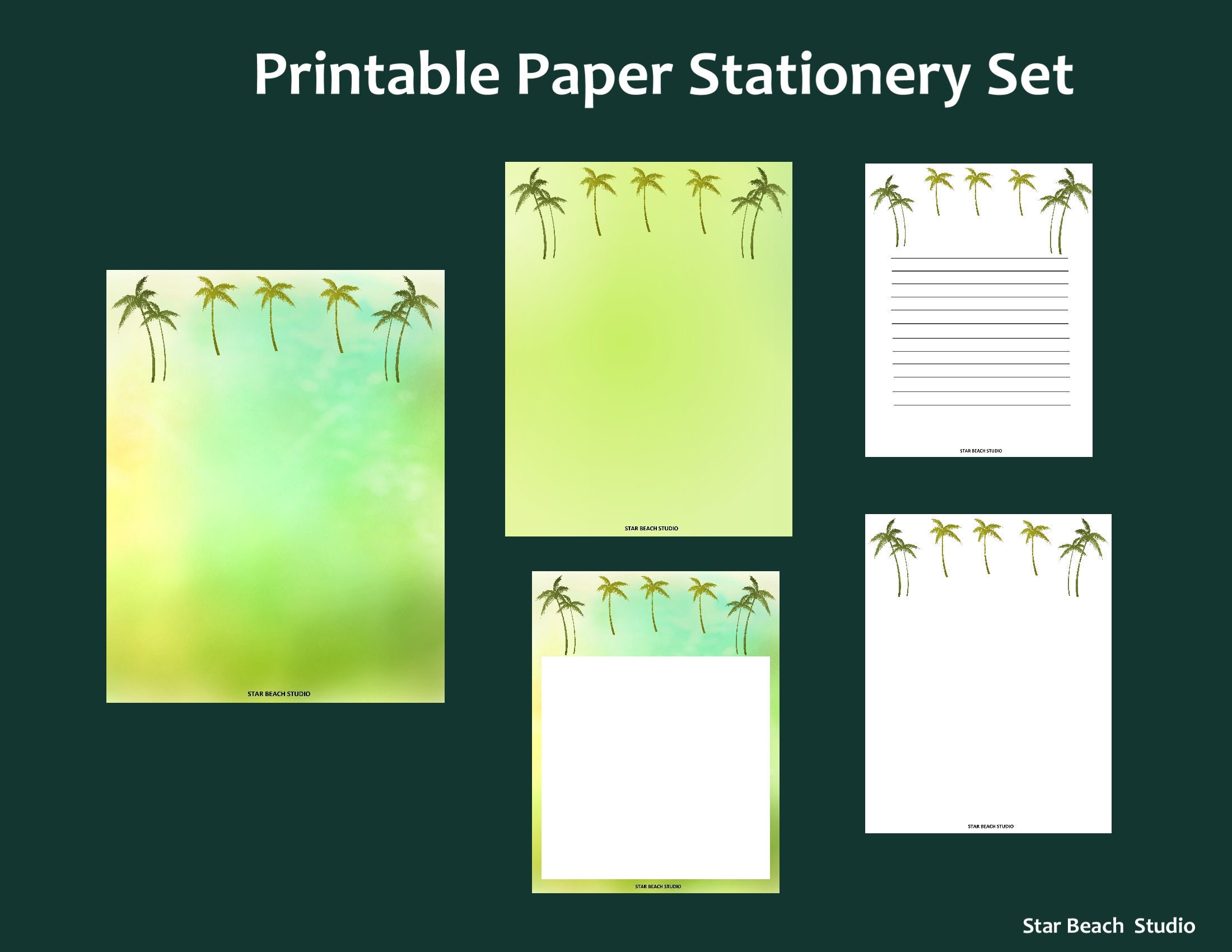 Printable Stationery Paper Palm Trees Digital Letter Writing - Etsy ...