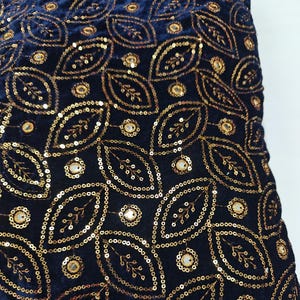 Embroidered Velvet Fabric by the yard Sewing DIY Crafting Wedding Dress Costumes Bags Cushion Covers Table Runner Quilting