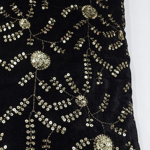 Embroidered Velvet Fabric by the yard Sewing DIY Crafting Wedding Dress Costumes Bags Cushion Covers Table Runner Quilting