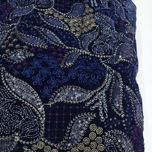 Embroidered Velvet Fabric by the yard Sewing DIY Crafting Wedding Dress Costumes Bags Cushion Covers Table Runner Quilting