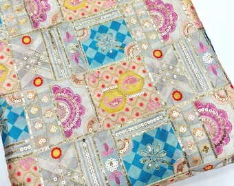 Gestickte Pailletten Stoff Massenware Nähen DIY Basteln Stickerei Textil Tuch Kostüme Dekokissen, Home Decor, Clutches.