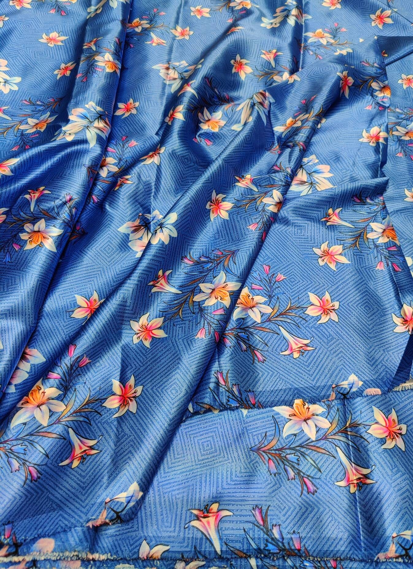 Printed Satin Fabric by the Yard on heavy ultra satin which Etsy