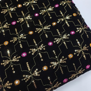 Embroidered Velvet Fabric by the yard Sewing DIY Crafting Wedding Dress Costumes Bags Cushion Covers Table Runner Quilting