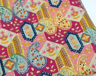 Gestickte Pailletten Stoff Massenware Nähen DIY Basteln Stickerei Textil Tuch Kostüme Dekokissen, Home Decor, Clutches.