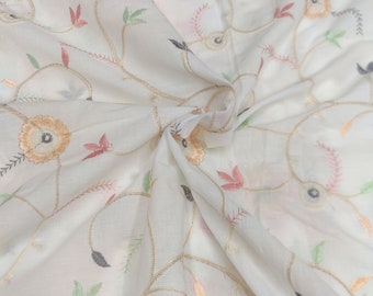 Embroidered Cotton Fabric by the yard Sewing DIY Crafting Wedding Dress Costumes Bags Cushion Covers Table Runner Quilting