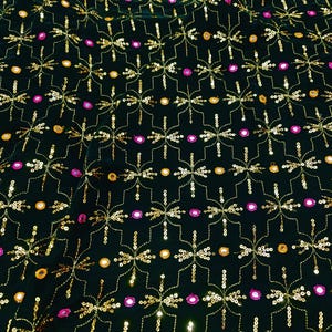 Embroidered Velvet Fabric by the yard Sewing DIY Crafting Wedding Dress Costumes Bags Cushion Covers Table Runner Quilting