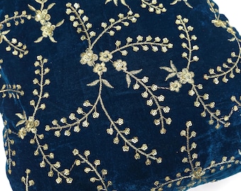 Bestickter Samt Stoff Meterware Nähen DIY Basteln Hochzeit Kleid Kostüme Taschen Kissenbezüge Tischläufer Quilten