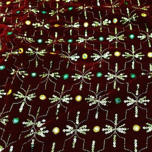 Embroidered Velvet Fabric by the yard Sewing DIY Crafting Wedding Dress Costumes Bags Cushion Covers Table Runner Quilting