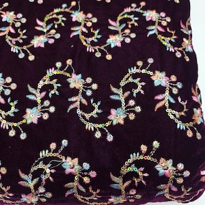 Embroidered Velvet Fabric by the yard Sewing DIY Crafting Wedding Dress Costumes Bags Cushion Covers Table Runner Quilting