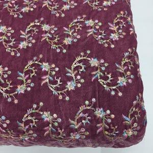 Embroidered Velvet Fabric by the yard Sewing DIY Crafting Wedding Dress Costumes Bags Cushion Covers Table Runner Quilting