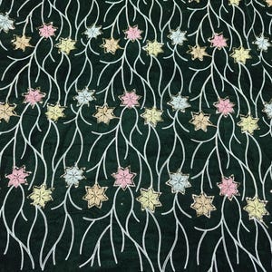 Embroidered Velvet Fabric by the yard Sewing DIY Crafting Wedding Dress Costumes Bags Cushion Covers Table Runner Quilting