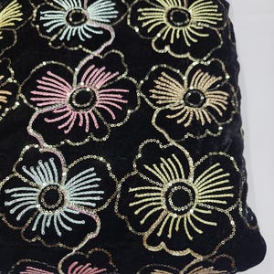 Embroidered Velvet Fabric by the yard Sewing DIY Crafting Wedding Dress Costumes Bags Cushion Covers Table Runner Quilting