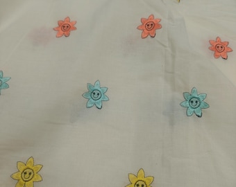 Embroidered Cotton Fabric by the yard Sewing DIY Crafting Wedding Dress Costumes Bags Cushion Covers Table Runner Quilting