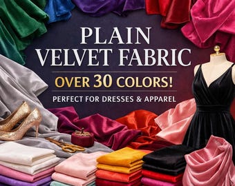 Velvet Fabric By the Yard, Bridal Wedding Dress Costumes Sewing, Crafting, NOT for UPHOLSTERY. Non -stretch Velvet