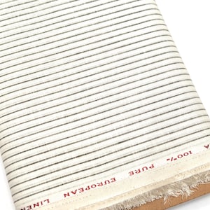 100% Linen Stripes Fabric by the Yard, Pure Linen Fabric by the Yard.