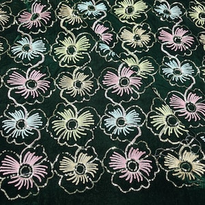 Embroidered Velvet Fabric by the yard Sewing DIY Crafting Wedding Dress Costumes Bags Cushion Covers Table Runner Quilting