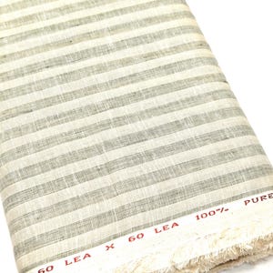 100% Linen Stripes Fabric by the Yard, Pure Linen Fabric by the Yard.