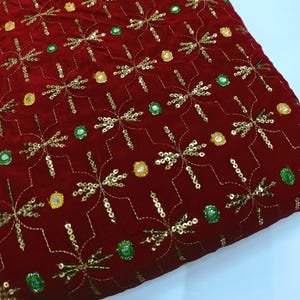 Embroidered Velvet Fabric by the yard Sewing DIY Crafting Wedding Dress Costumes Bags Cushion Covers Table Runner Quilting