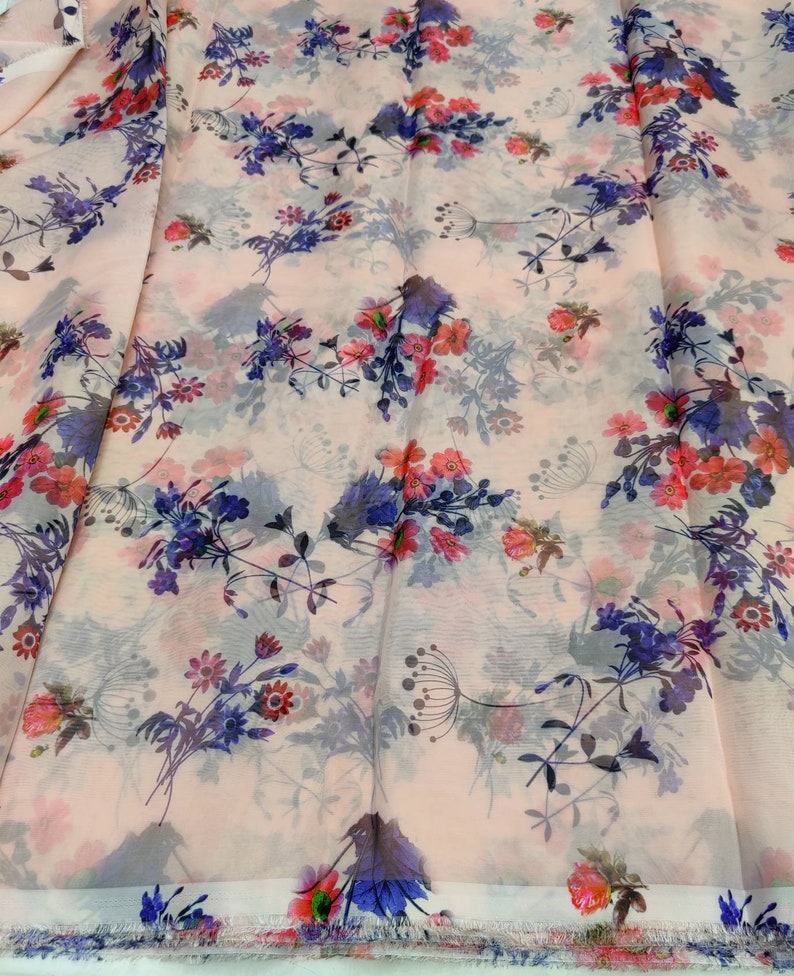 Printed Organza Fabric by the Yard on Smooth Flowy Organza Etsy