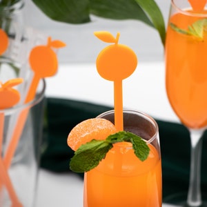 Hey Cutie Orange Drink Stirrer Sticks, Baby Shower, Orange, Mandarin, Citrus, Acrylic, Frosted
