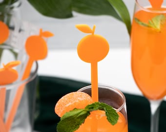 Hey Cutie Orange Drink Stirrer Sticks, Baby Shower, Orange, Mandarin, Citrus, Acrylic, Frosted