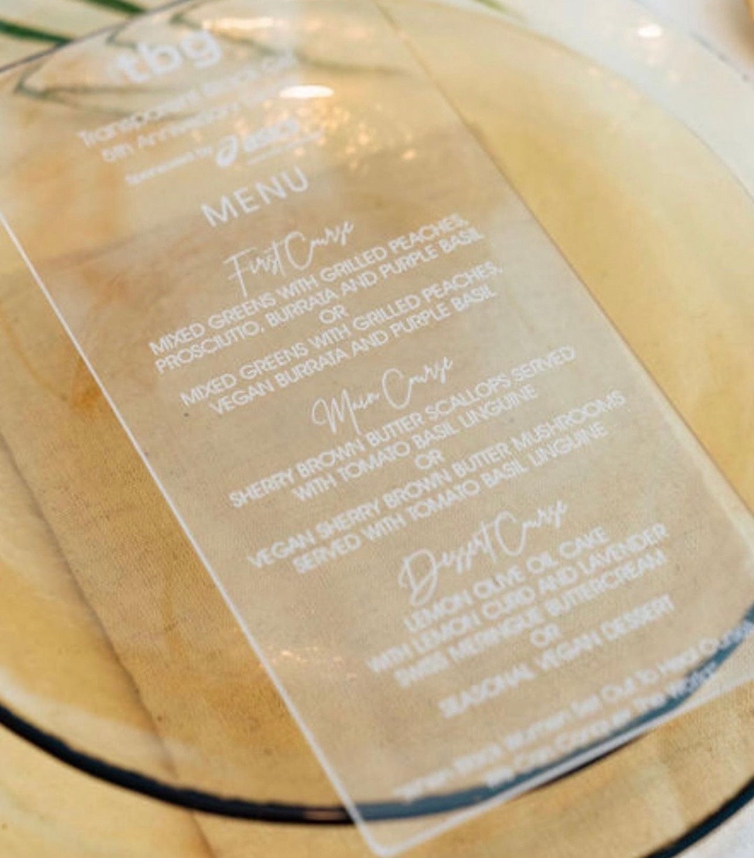 Rectangular Menus 4 X 8 Rectangle Menu | Custom Acrylic | Laser Engraved | 6 Colors ...