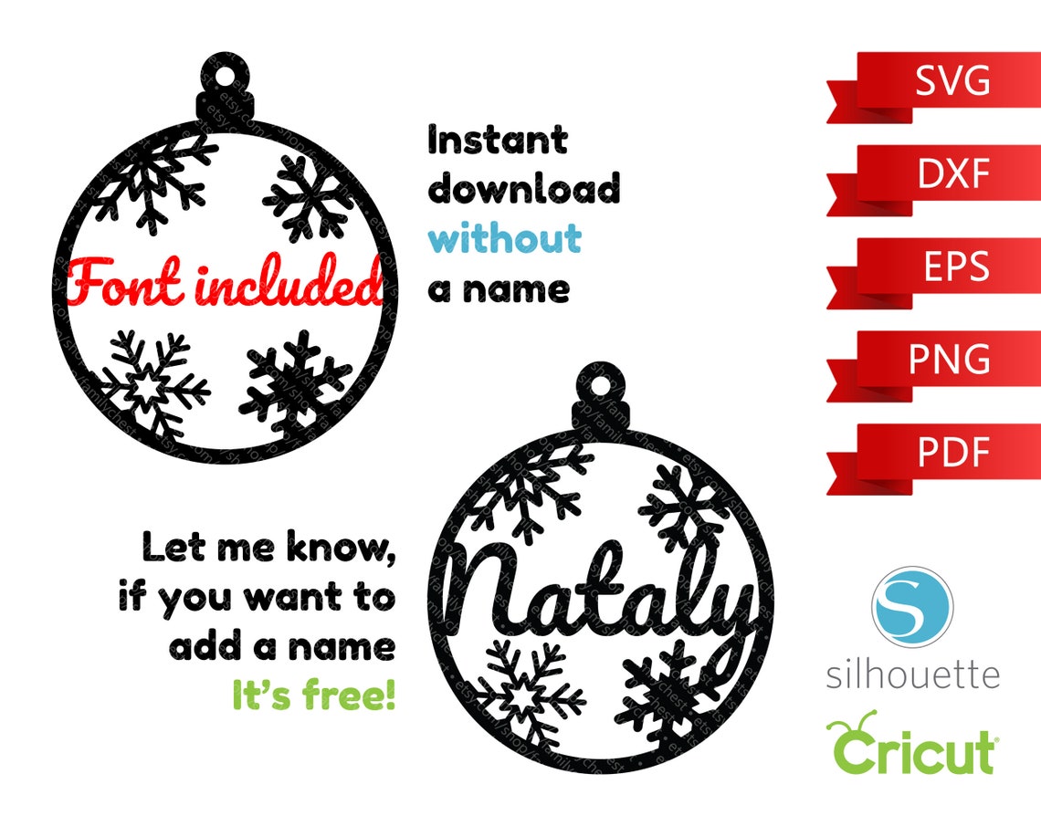 Digital Personalized Christmas Ornaments SVG Font Included  Etsy