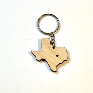 Texas State Keychain, State Keychain, Wood State Keychain, Custom Heart State Keychain, Custom State Keychain, Valentines Day Couples Gift