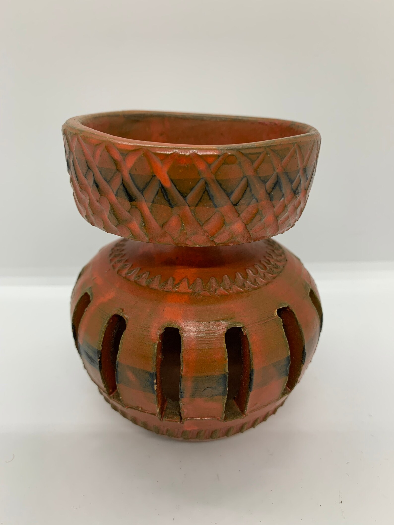 Bitossi candle holder orange pottery mid century modern made Etsy