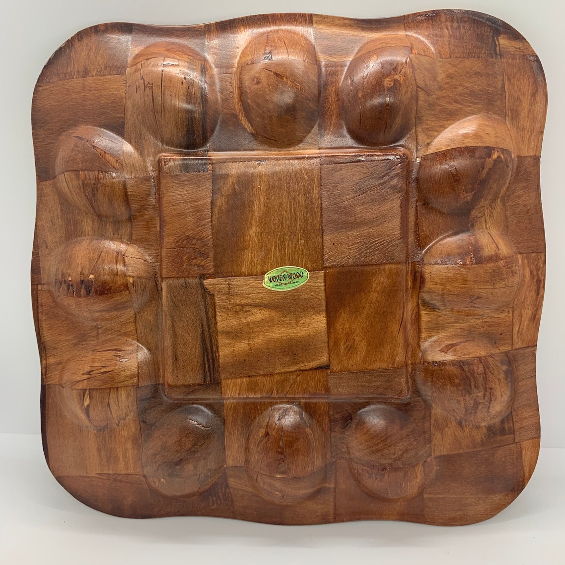 Vintage Woven Wood Deviled Egg Tray Etsy