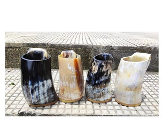 PACK OF 4 Viking Drinking Horn Mugs Norse Beer Horn Drinking Tankards Ale Mead Horn Cups Best Groomsmen Bridesmaid Wedding Gift Mothers gift