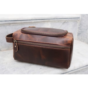 Full-Grain Leather Toiletry Bag: Buffalo Dopp Kit, Groomsmen Gift