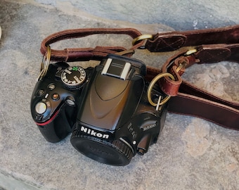 Handmade Leather Camera Strap: Padded, Adjustable, and Personalized