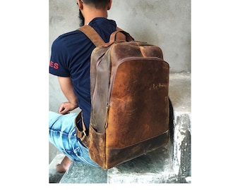 Vintage Leder Rucksack Kleine Laptoptasche Reiserucksack Personalisiertes Abschlussgeschenk für Männer Frauen Reiserucksack Muttertagsgeschenk