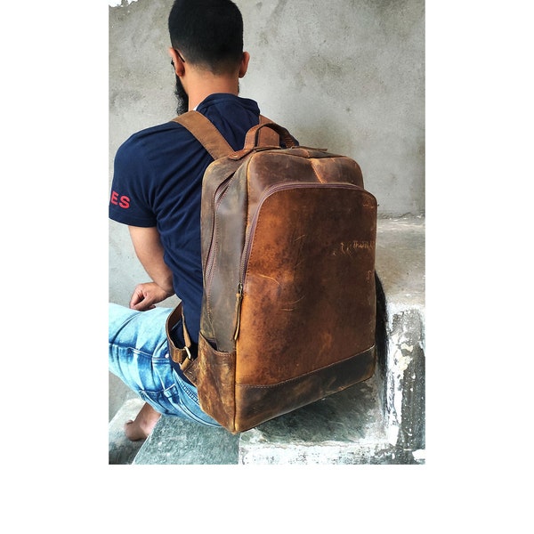 Vintage Leather Backpack Small Laptop Bag Travel Rucksack Personalized Graduation Gift for Men Women Travel Backpack Mother's Day Gift