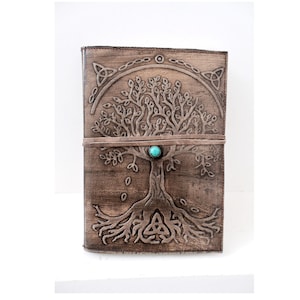 Journal en cuir fait main Arbre de vie Journal de voyage Carnet de croquis en cuir Carnet de notes Cadeaux personnalisés pour lui Son journal en pierre vintage celtique