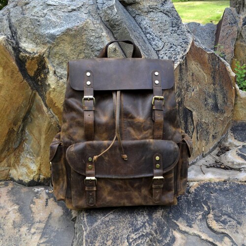 Extra Large Innovative Leather Hiking Backpack Travel Etsy Canada