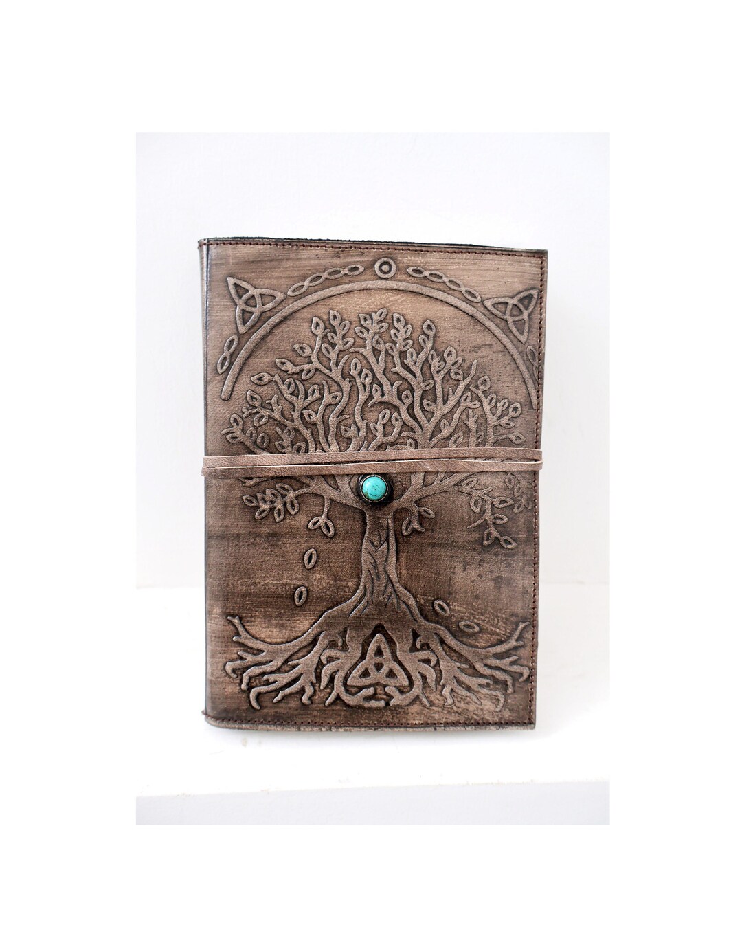 Handmade Leather Journal: Tree of Life Celtic Stone Journal (6x8 Inches ...