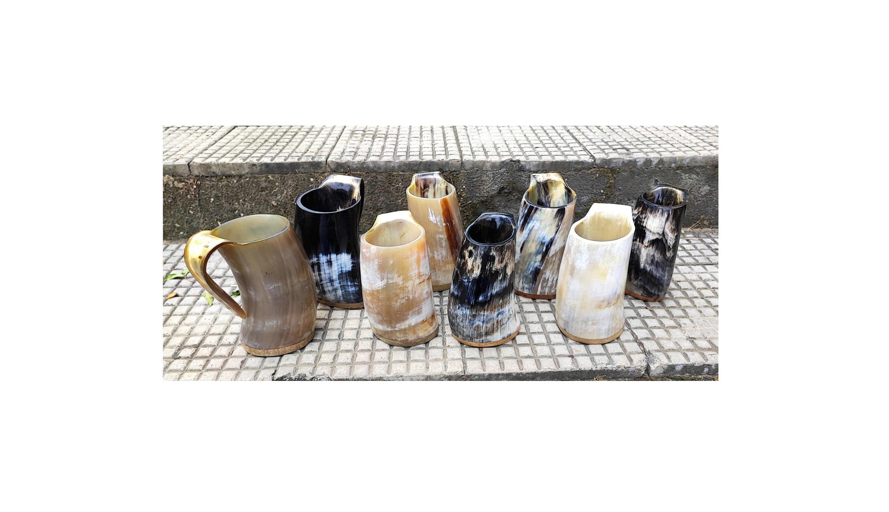 5MOONSUN5 Cuerno vikingo para beber cerveza medieval negro cuerno auténtico  con correa Cuerno de cerveza nórdica Taza pequeña para beber taza de