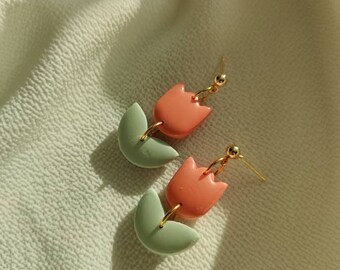 Mini Pink Tulip Earrings 