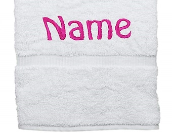 Personalized Turkish Cotton Bath Towel - Embroidered Name, Custom Color