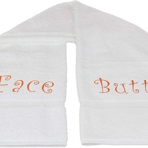 Face Butt Funny Personalized Embroidered Bath Towel Wedding Engagement Gift Bathroom Home Decor Housewarming Bridal Shower Christmas Gift