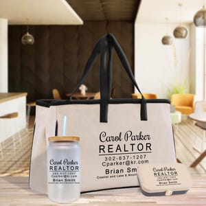 Personalized Realtor Tote Bag Business Tote Bag Custom Real Estate Agent Gift Bulk Business Logo Realtor Swag Real Estate Tote Bag (RET1073)