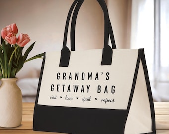 Grandma's Getaway Cotton Canvas Tote Bag, Beach & Travel