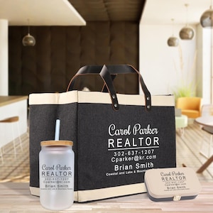Personalized Realtor Jute Bag Business Burlap Bag Custom Real Estate Agent Gift Bulk Business Logo Realtor Swag Real Estate Tote (RET1072)