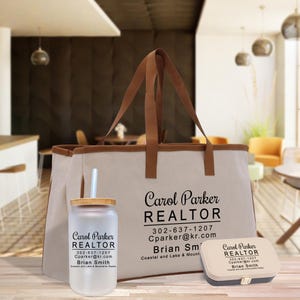 Personalized Realtor Tote Bag Business Tote Bag Custom Real Estate Agent Gift Bulk Business Logo Realtor Swag Real Estate Tote Bag (RET1068)